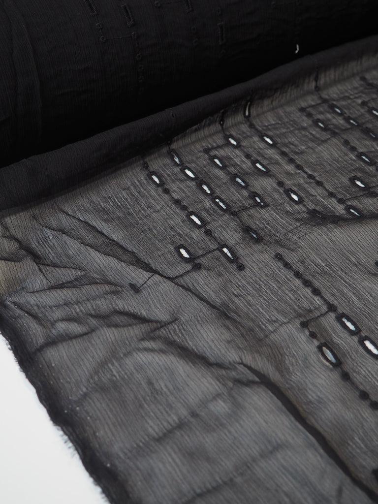 Black Dash + Dot Eyelet Crinkle Chiffon