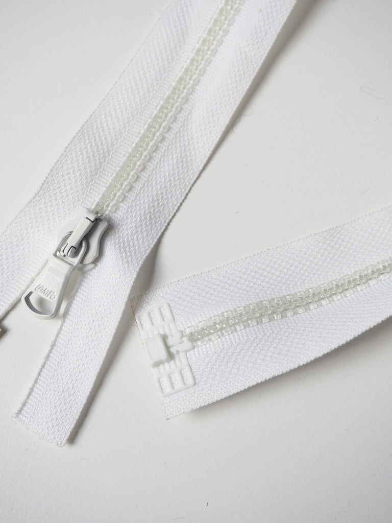 Lampo White Clear Teeth Open-Ended Zips 50cm