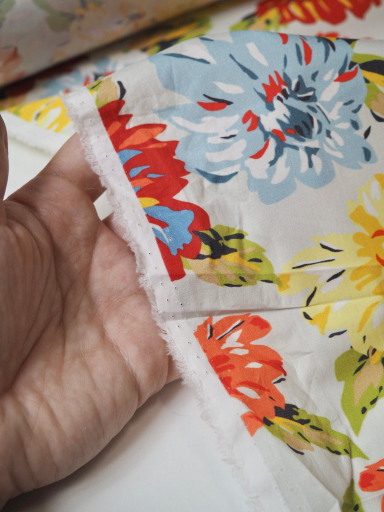 Rainbow Peony Stretch Cotton Poplin