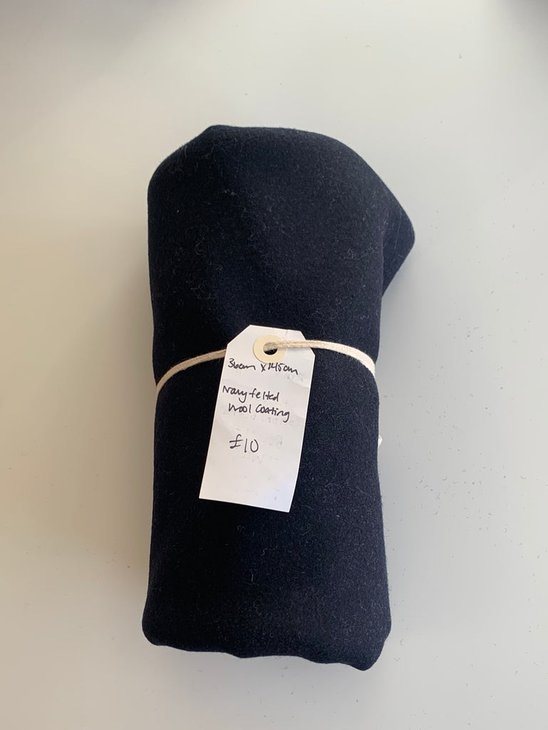 Navy Felted Wool Coating Remnant