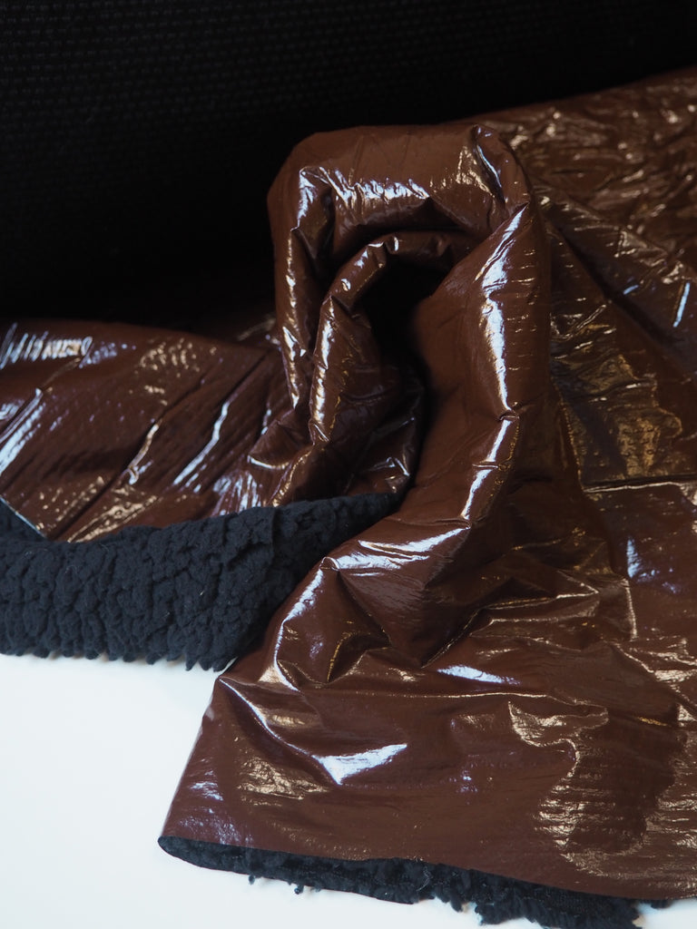 Brown Coated Fleece Jersey