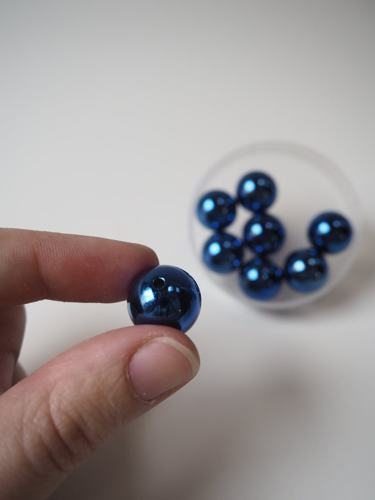 Metallic Blue Beads 16mm