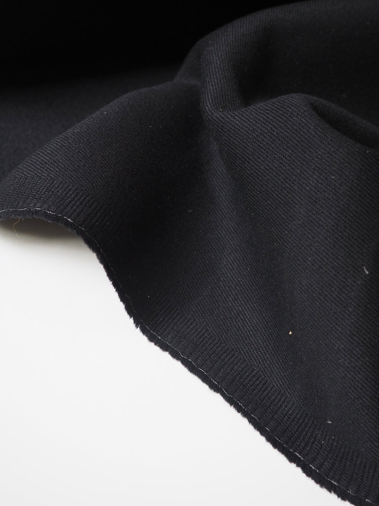 Black Double Faced Stretch Wool Twill