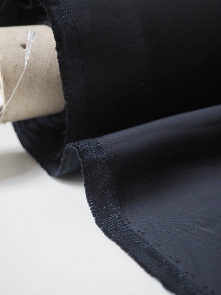 Navy Viscose/Linen Satin