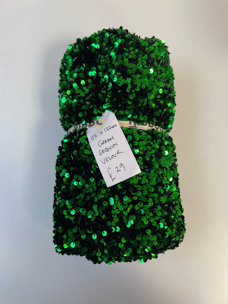 Green Sequin Velour Remnant