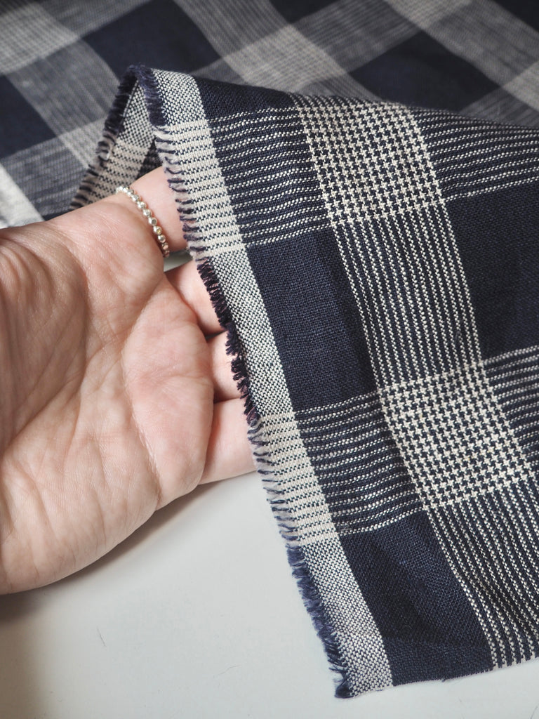 Navy + White Check Linen
