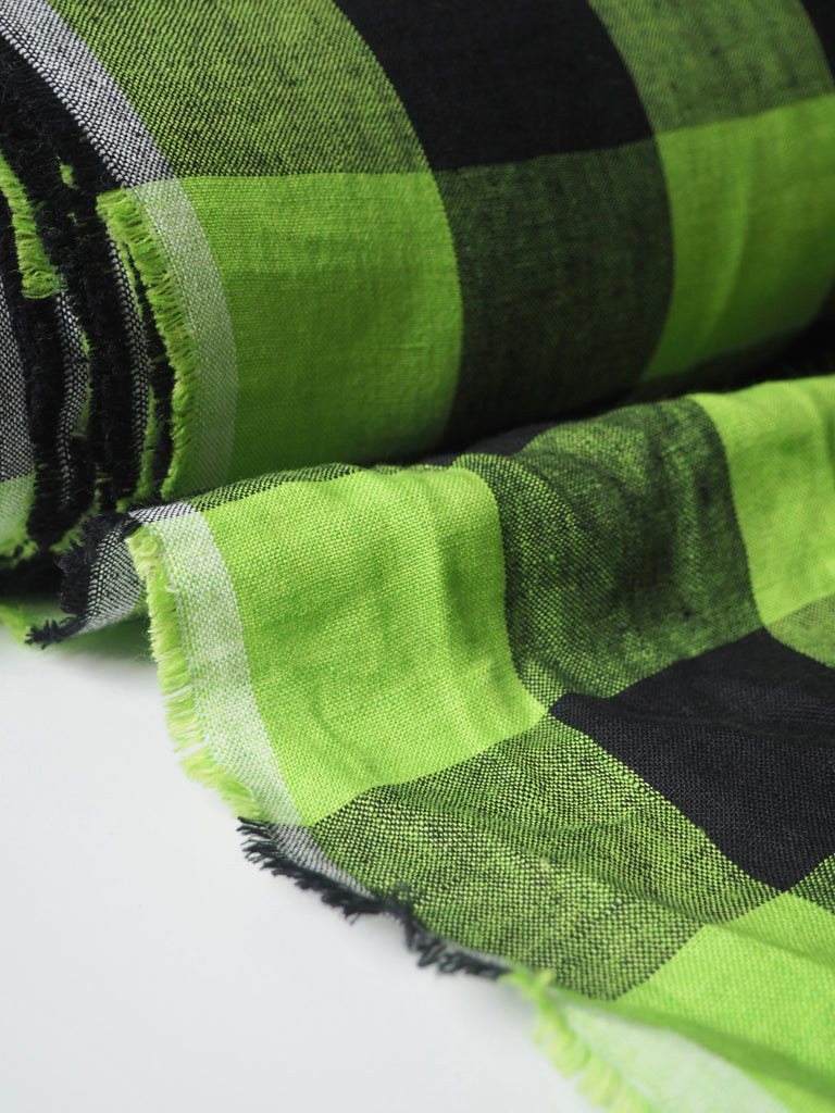 Lime Jumbo Gingham Linen