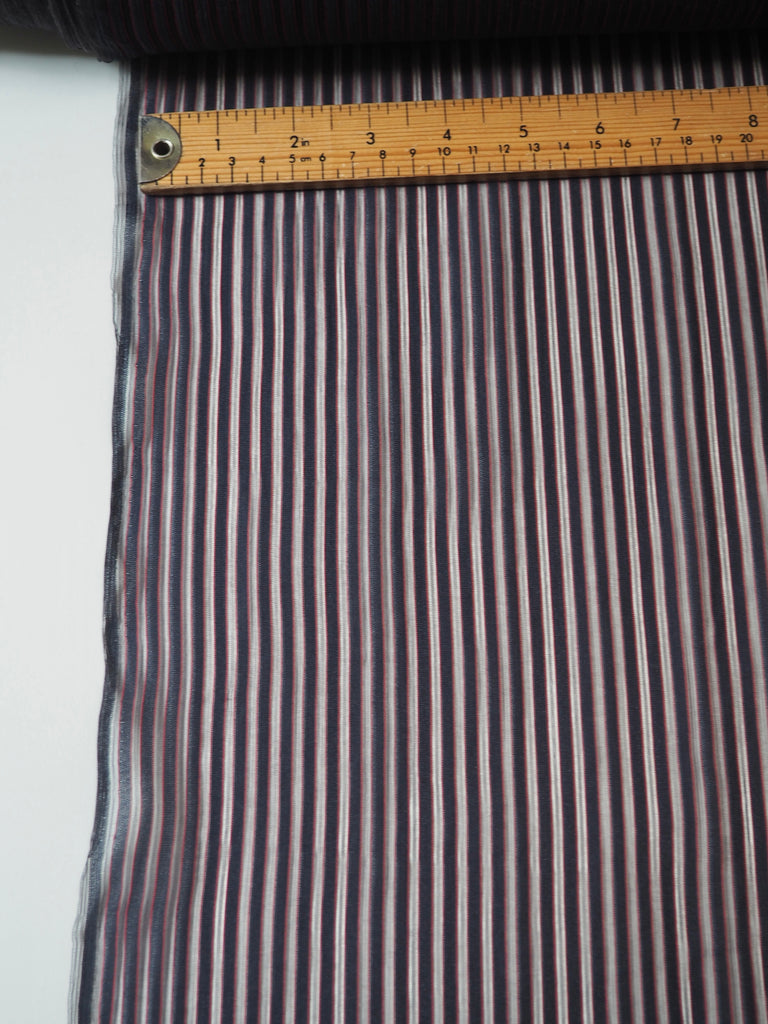 Navy + Red Stripe Nylon Organza
