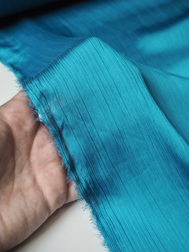 River Blue Crinkle Satin Chiffon