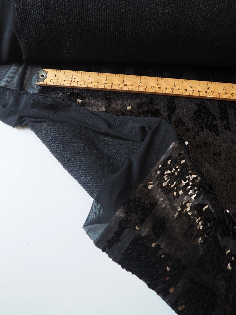 Black Spotted Sequin Stretch Mesh