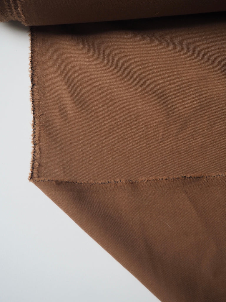 Dark Camel Stretch Wool Twill