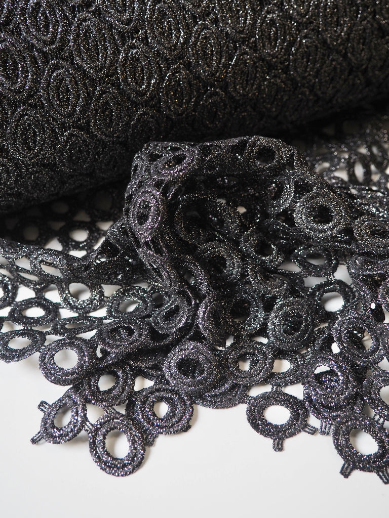 Gunmetal Circle Guipure Lace