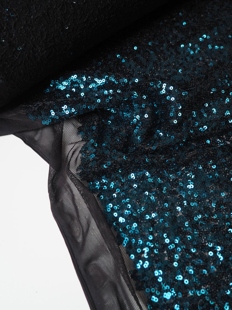 Bright Blue Sequin Stretch Mesh