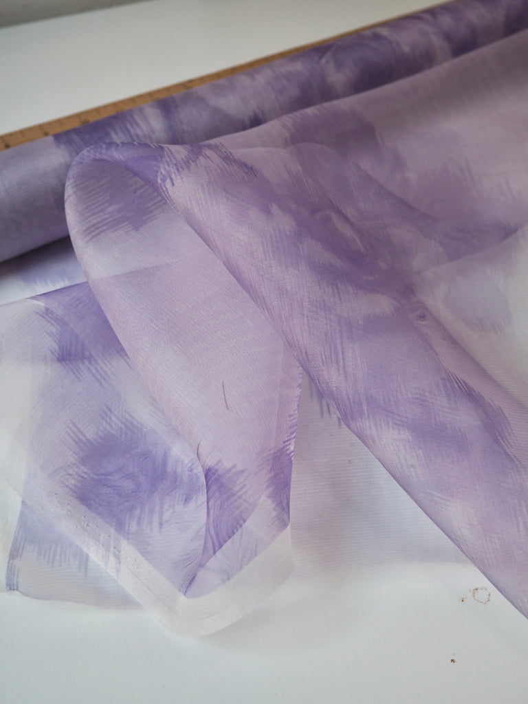 Purple Moiré Rose Silk Organza