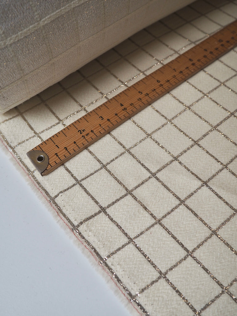 Cream + Gold Grid Wool Jacquard