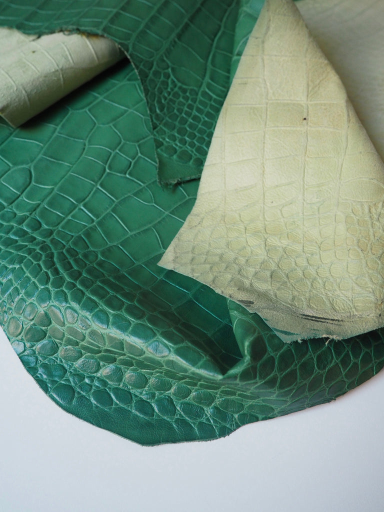 Green Embossed Crocodile Calfskin