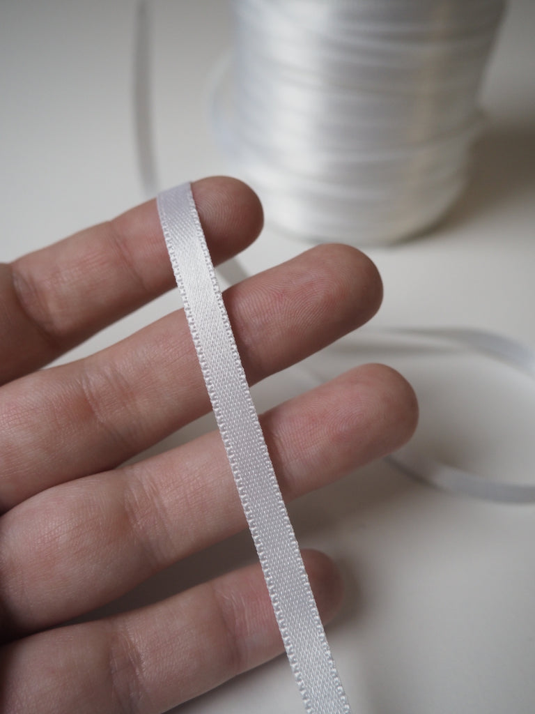 White Double Faced Satin Ribbon 6mm