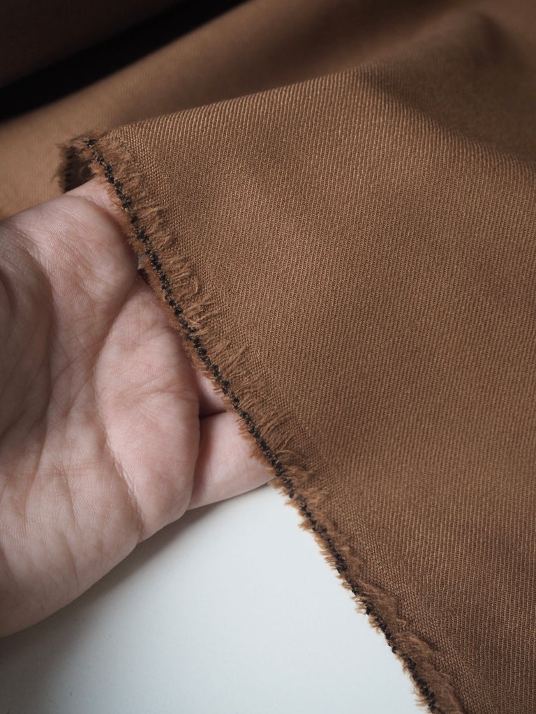 Dark Camel Stretch Wool Twill