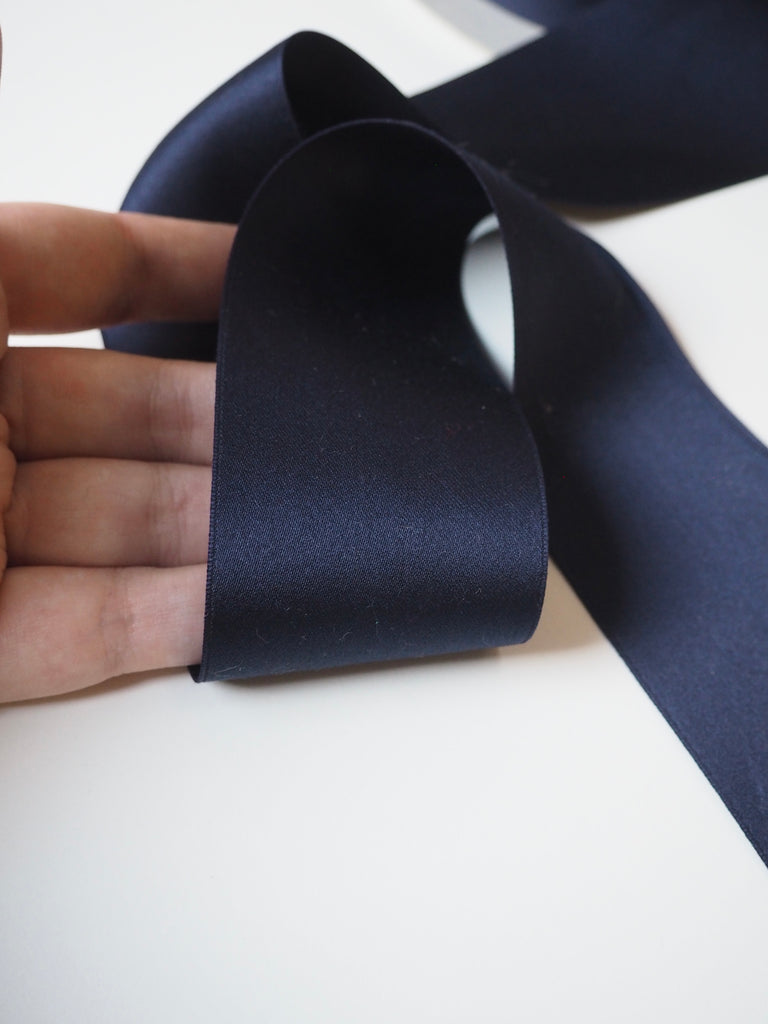 Midnight Cotton Satin Ribbon 50mm