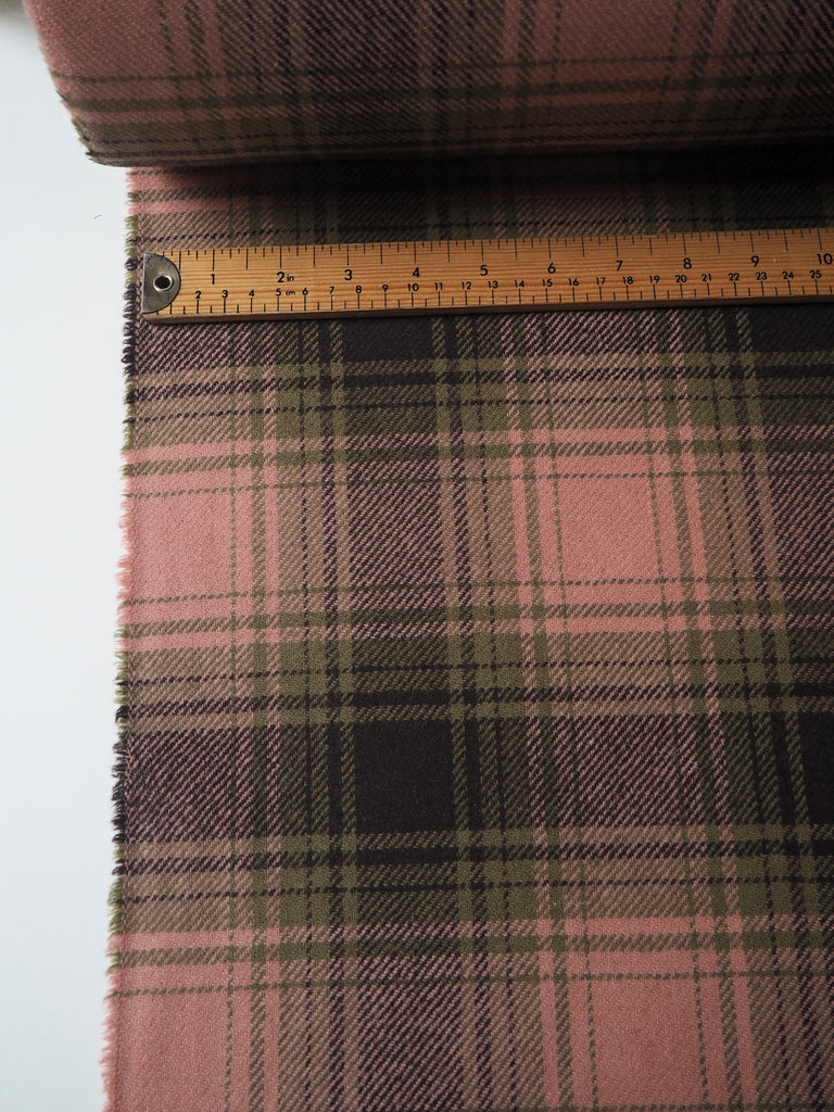 Pink + Olive Check Wool