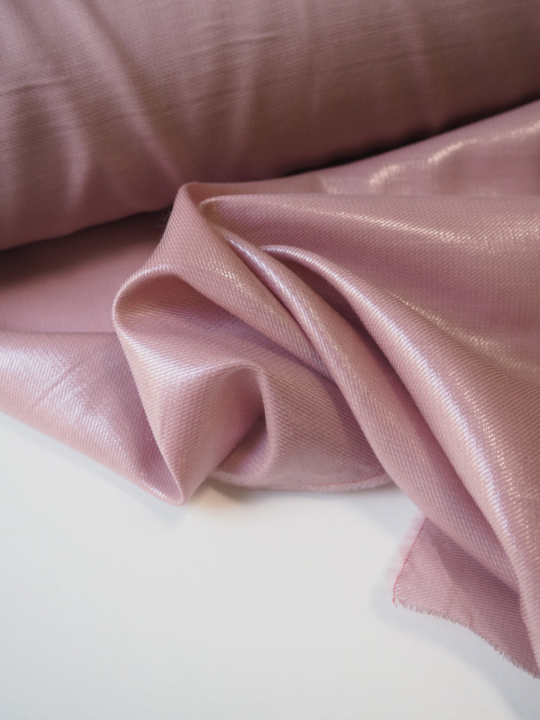 Soft Pink Glossed Wool Twill