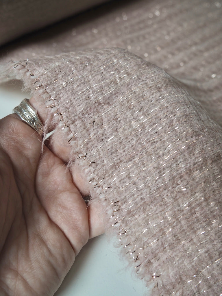 Blush Metallic Wool/Silk Double Organza Coating