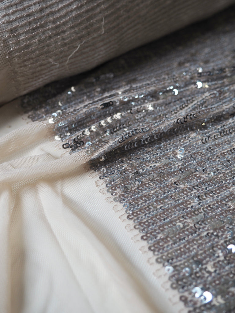 Silver/Sand Sequin Stretch Mesh