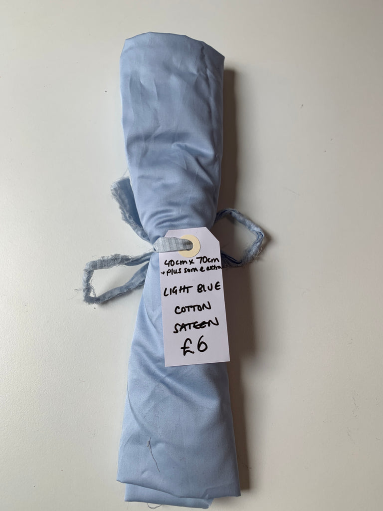 Light Blue Cotton Sateen Remnant