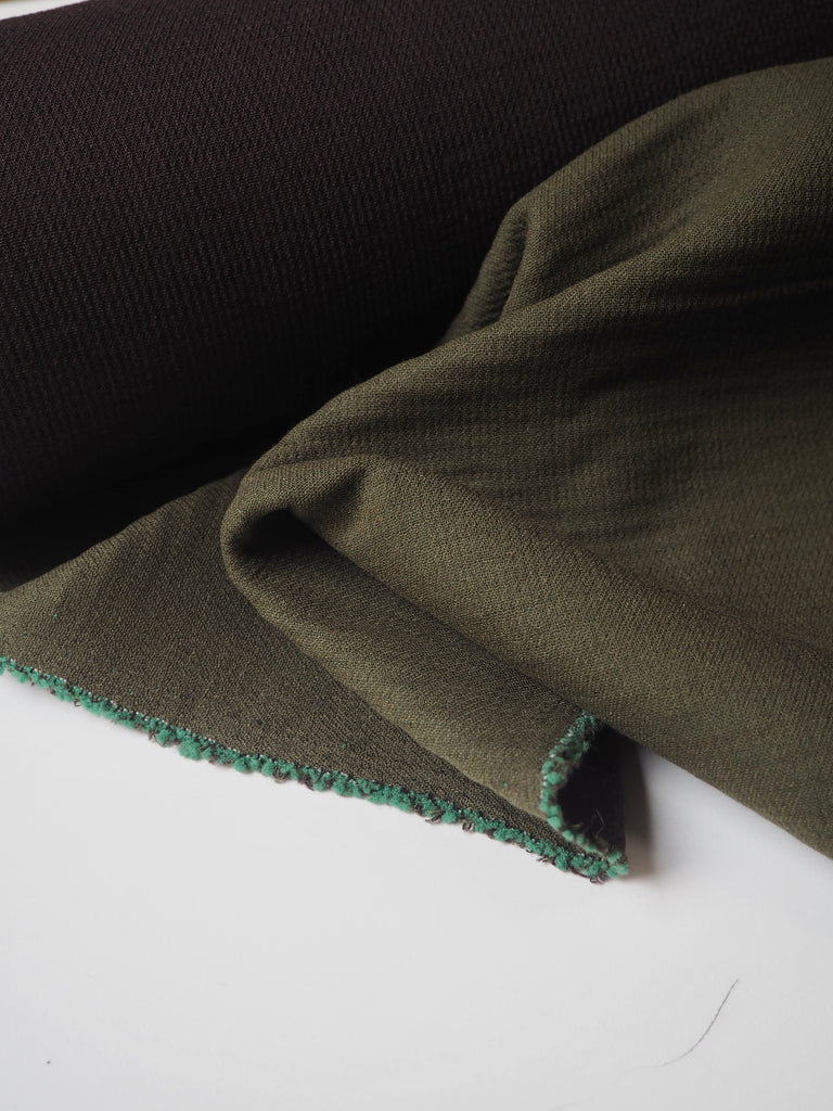 Olive + Brown Double Cotton Crepe