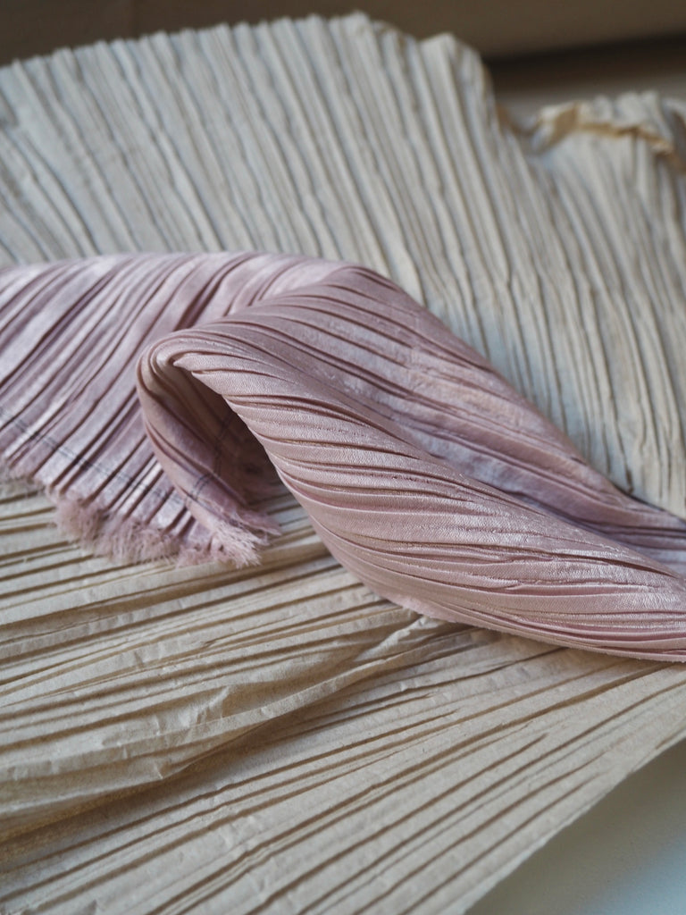 Blush Beige Plissé Pleated Satin