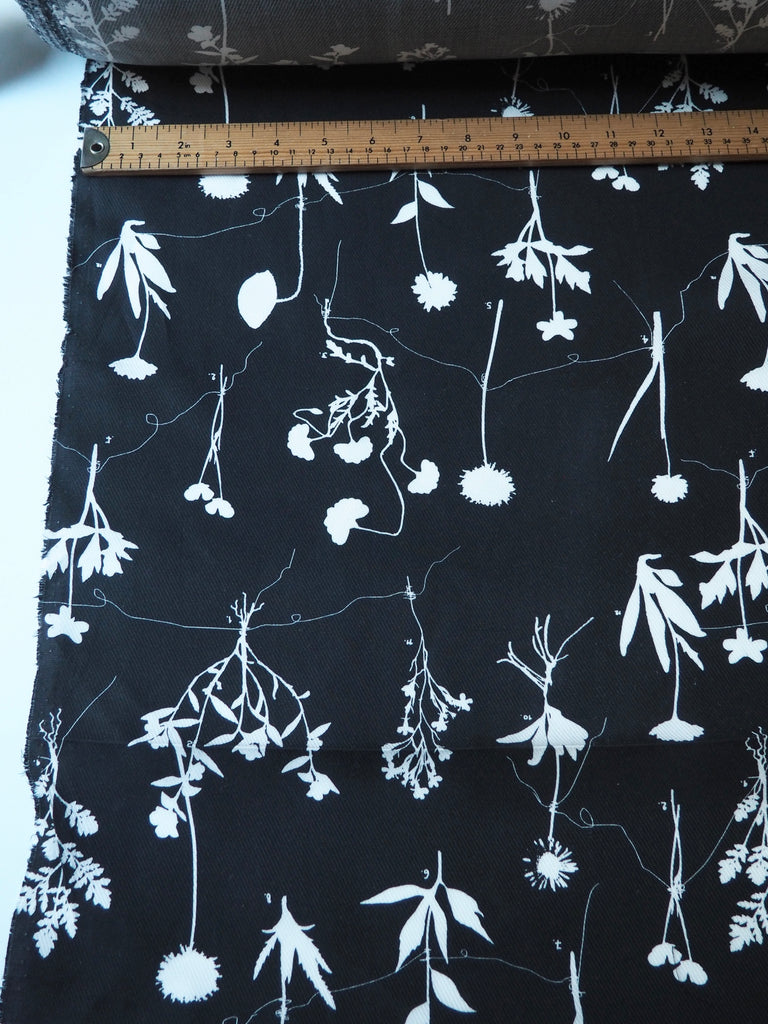 Monochrome Floral Study Tencel Twill