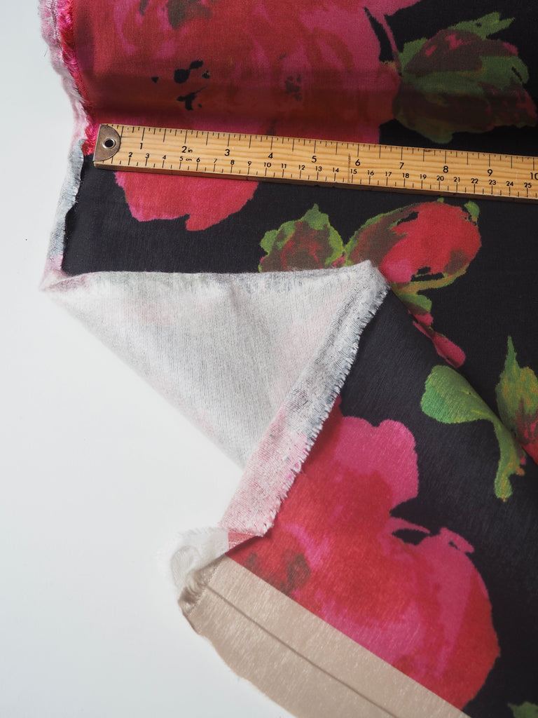 Pink Red Floral Sateen