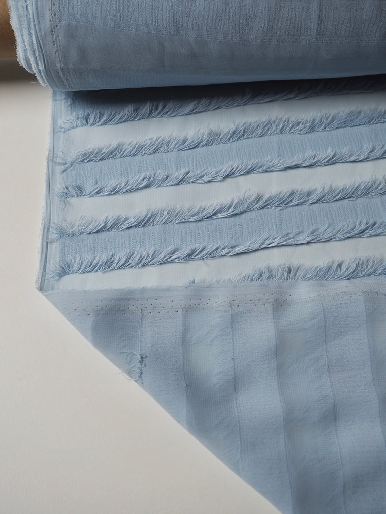 Light Blue Stripe Fringe Chiffon