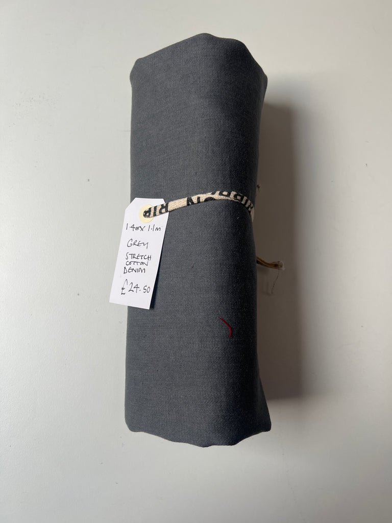 Grey Stretch Cotton Denim Remnant