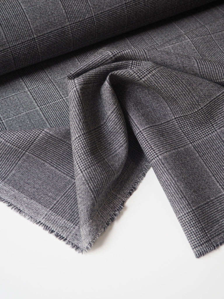 Grey Marl Check Wool Suiting