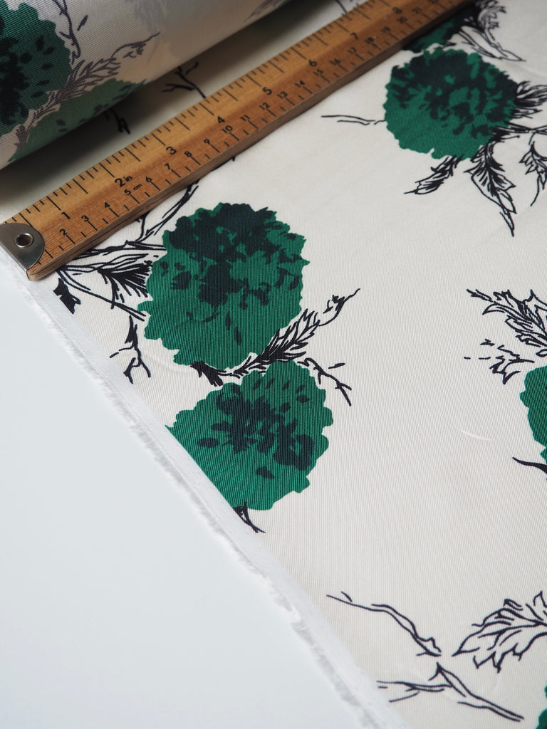 Green Blossom Silk Twill