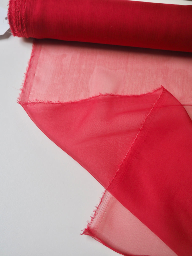 Ruby Red Silk Chiffon