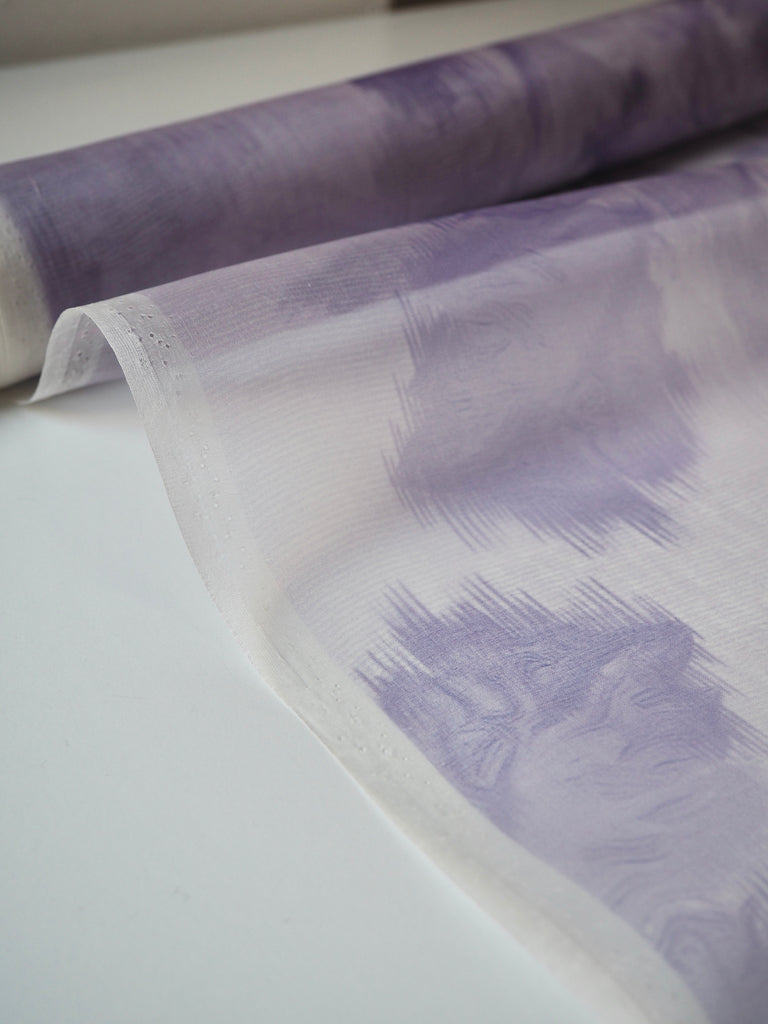 Purple Moiré Rose Silk Organza