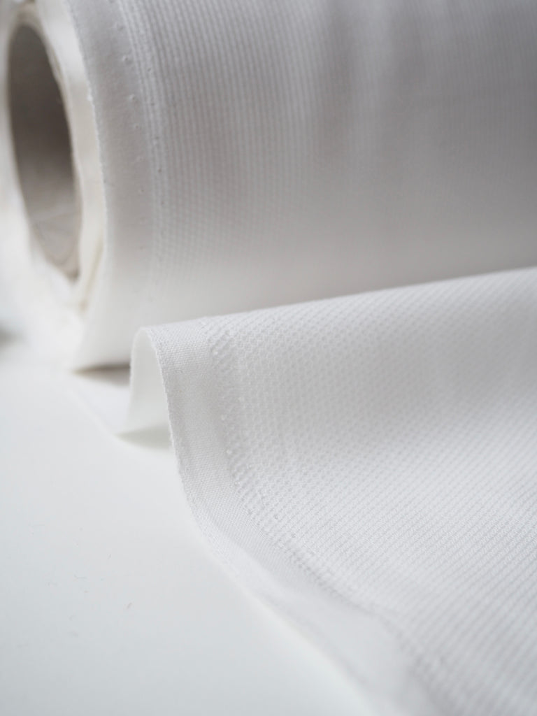 White Cotton Basketweave Shirting