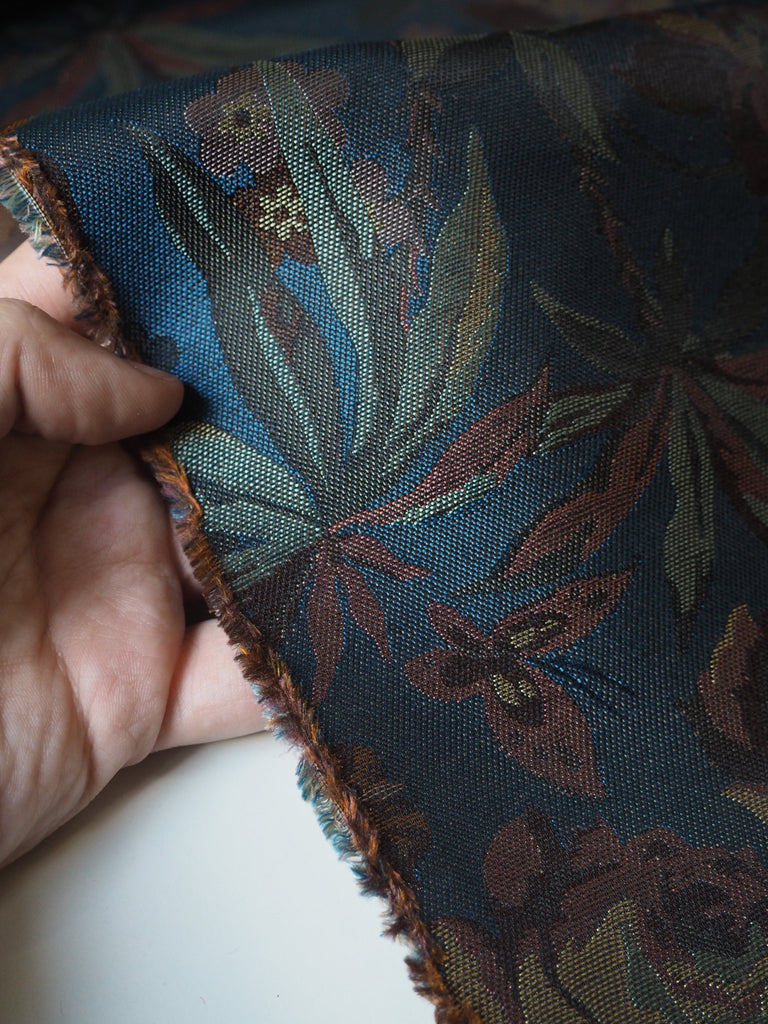 Liberty Deep Blue Floral Silk Jacquard