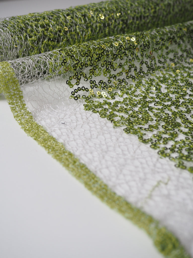 Lime Sequined Netting