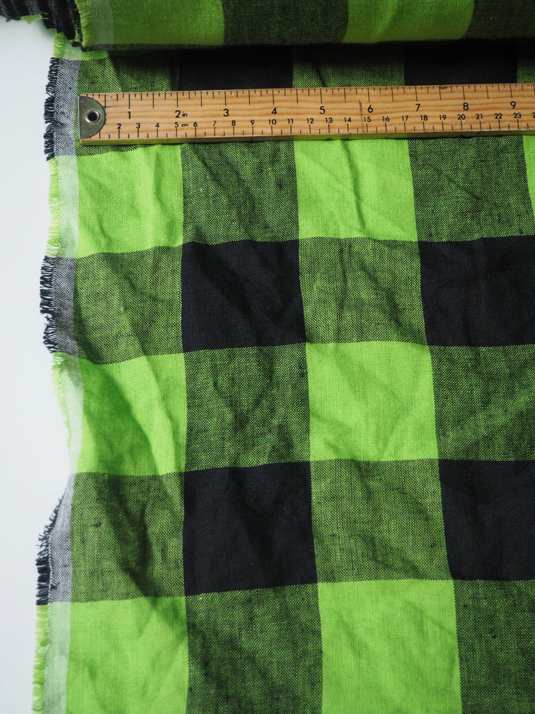 Lime Jumbo Gingham Linen