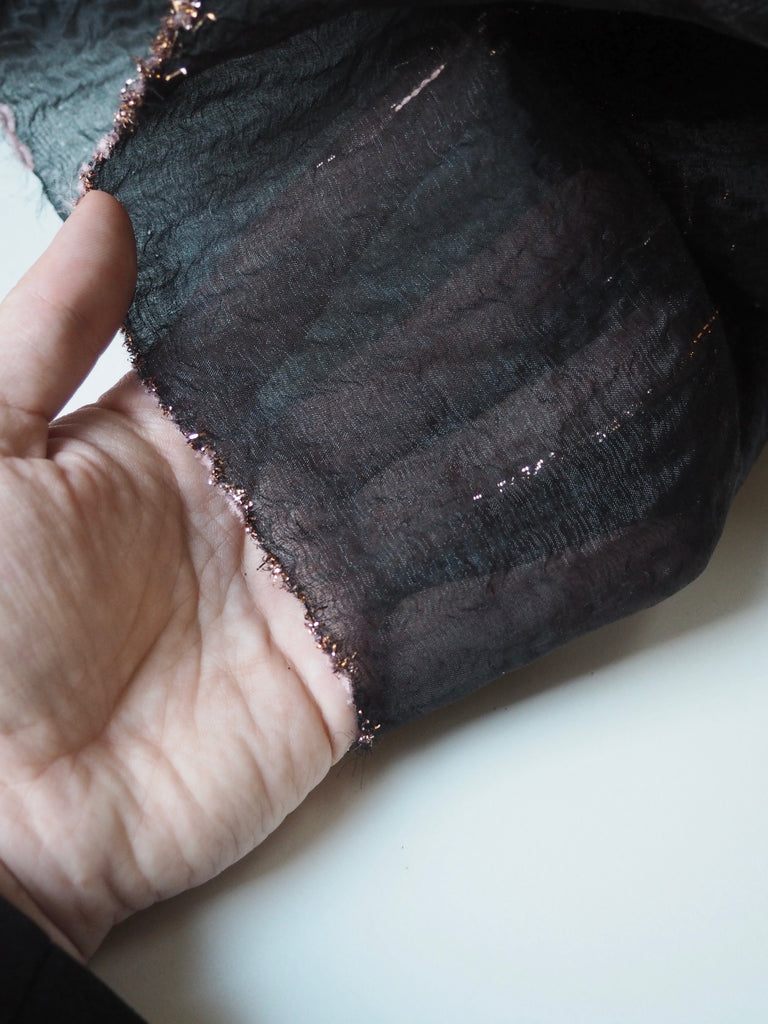 Pink Wave Silk Metallic Organza Cloqué