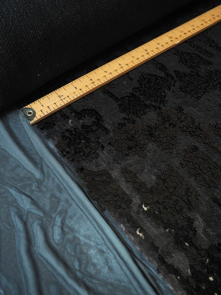 Black Spotted Sequin Stretch Mesh