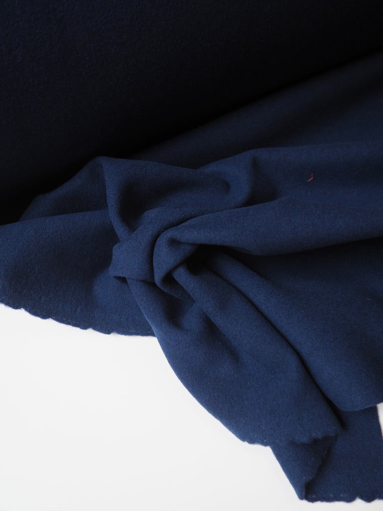 Deep Blue Fleeced Wool Coating