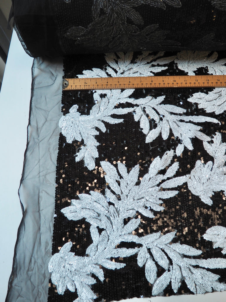 Black + White Vine Sequin Tulle