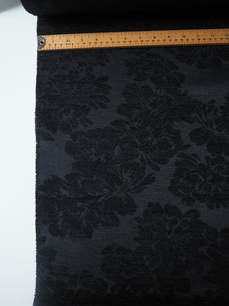 Black Chenille Floral Jacquard