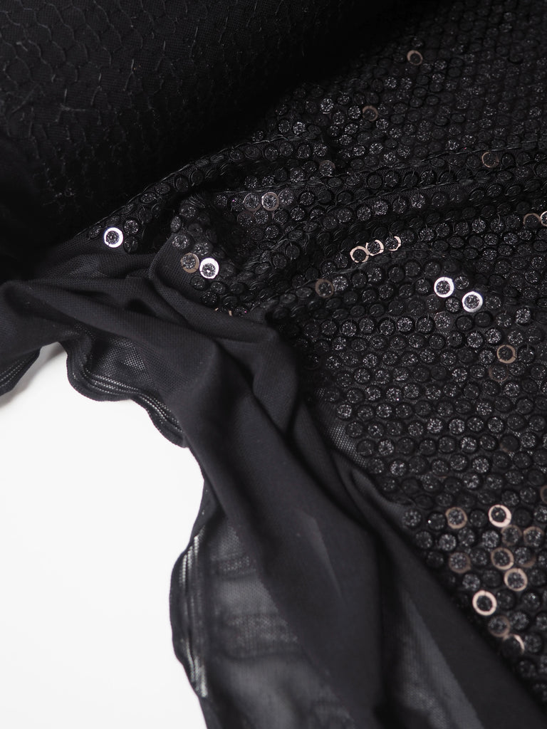 Black Glitter Sequin Stretch Mesh