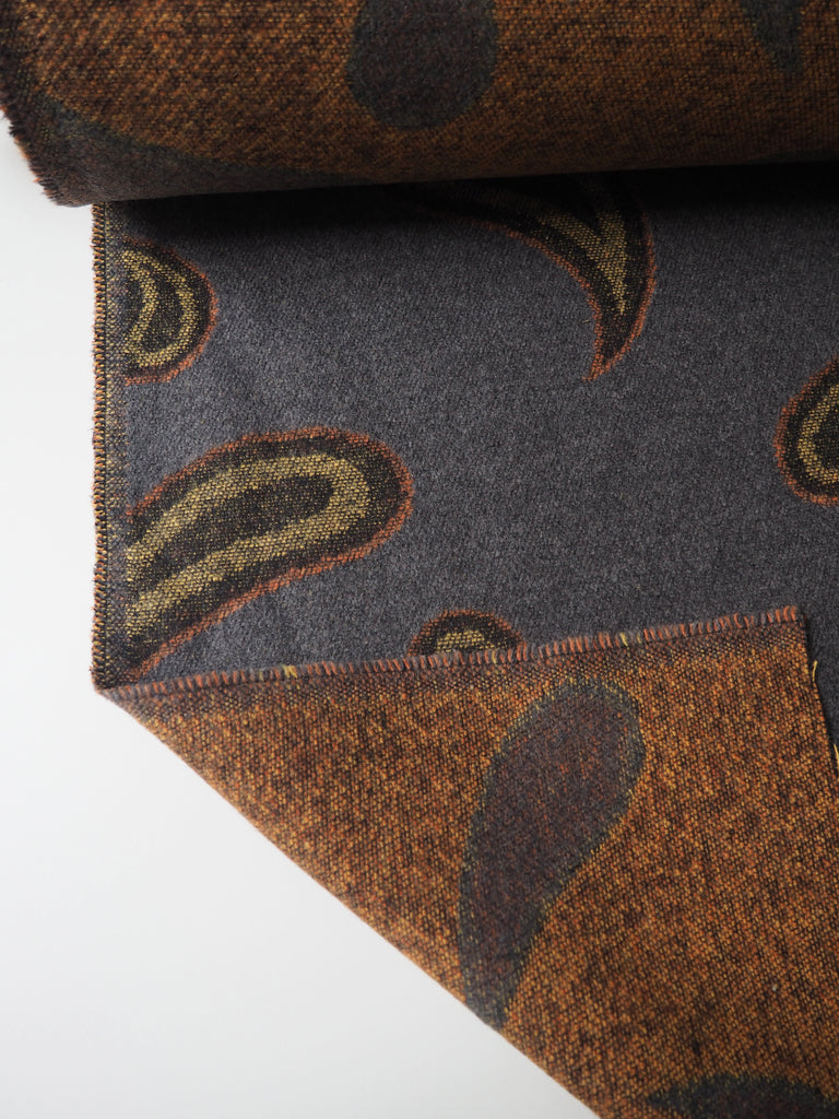 Grey Paisley Wool Jacquard