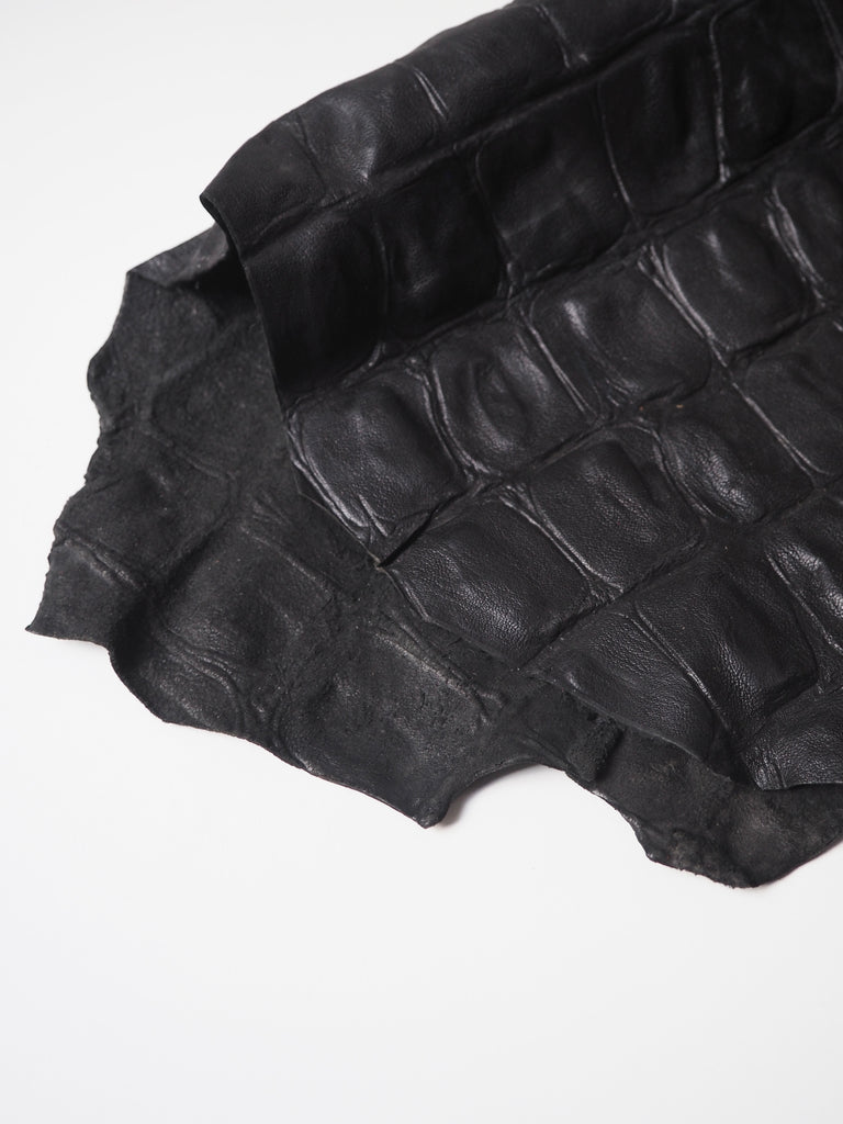 Black Embossed Crocodile Calfskin